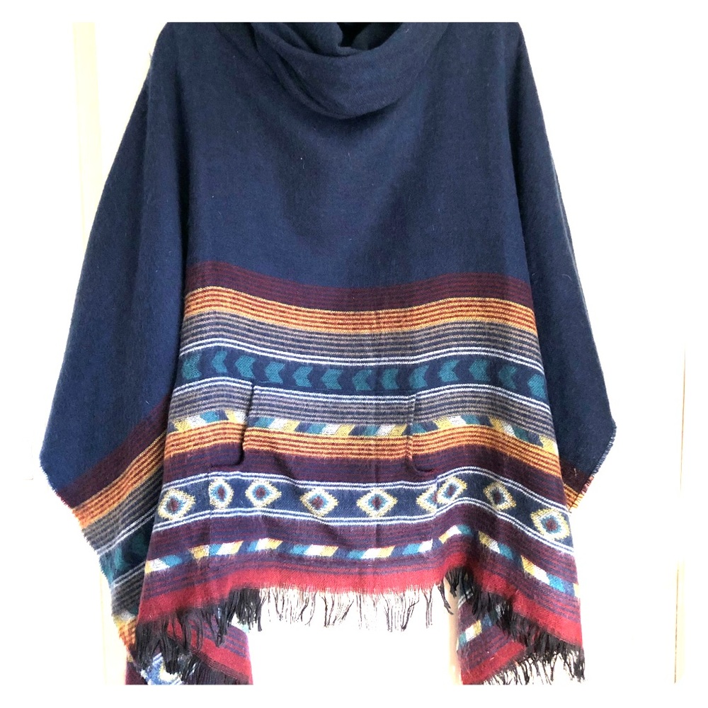 Steve Madden poncho, turtleneck, fringe